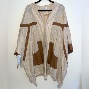 NWT Rees Khaki  and Brown Kimono Light Weight Jacket Women Size M/L US Free Size